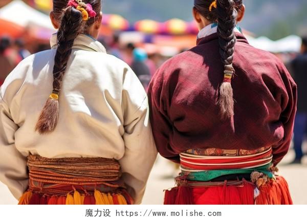 藏族人背影亚洲西藏文化少数民族